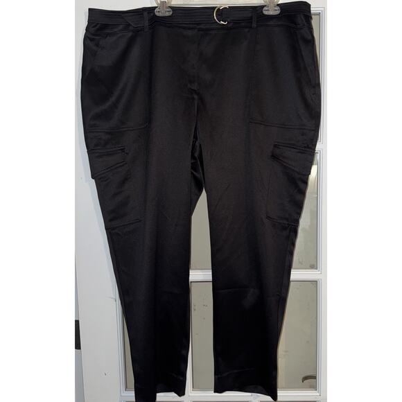 Chico's Pants - Chico's Plus Size Women's 4 Black Cropped pants with belt cargo pocket satin